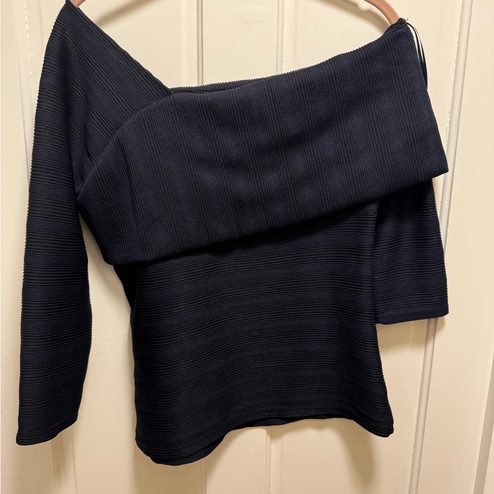 Anthropologie blue off the shoulder top